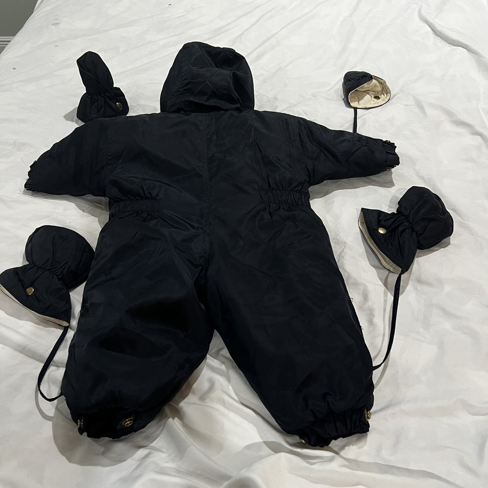 Arctic Racer Baby Snowsuit Bunting Black 12 Months Winter Mittens Included